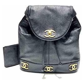 Chanel-Chanel Triple Coco Mark Backpack Bag-Black