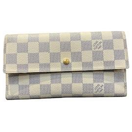 Louis Vuitton-Louis Vuitton Damier Azur Portefeuille Sarah Long Wallet-White