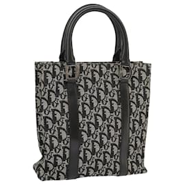 Christian Dior-Christian Dior Trotter Canvas Mini Tote Bag Navy Silver Auth 101380A-Silvery,Navy blue