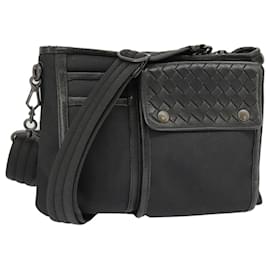 Autre Marque-BOTTEGA VENETA INTRECCIATO Shoulder Bag Canvas Black Auth 101220-Black
