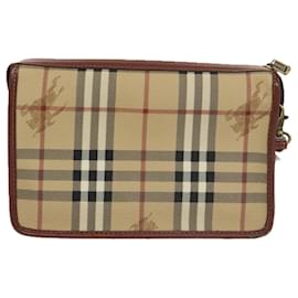 Autre Marque-Burberrys Nova Check Clutch Bag PVC Leather Beige Auth 102458-Beige