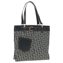 Christian Dior-Christian Dior Trotter Canvas Tote Bag Navy Silver Auth bs20058-Silvery,Navy blue