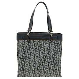 Christian Dior-Christian Dior Trotter Canvas Tote Bag Navy Silver Auth bs20058-Silvery,Navy blue