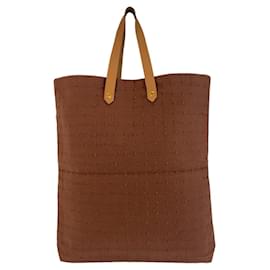 Hermès-Hermes Canvas Leather Amedaba Tote Bag-Brown