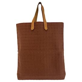 Hermès-Hermes Canvas Leather Amedaba Tote Bag-Brown