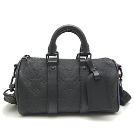 Louis Vuitton Monogram Taurillon Keepall Bandouliere 25 Bag Black