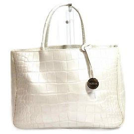 Bolsa de couro estampado Furla marfim Branco