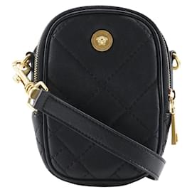 Versace-Versace Medusa Leather Shoulder Bag-Black