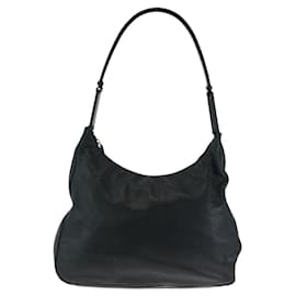 Prada-Prada Plastic Handle Logo Leather Hobo Bag-Black