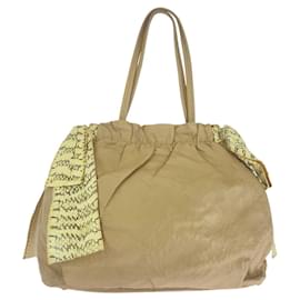 Prada-Prada Leather Python Ribbon Tote Bag-Pink