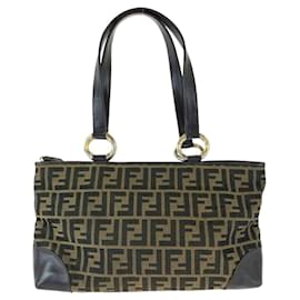 Fendi-Fendi Zucca Canvas Handbag Tote-Brown