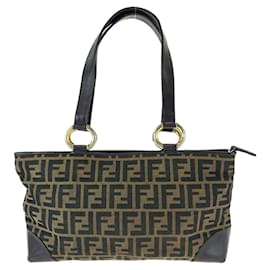 Fendi-Fendi Zucca Canvas Handbag Tote-Brown