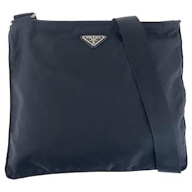 Prada-Prada Nylon Tessuto Triangle Logo Crossbody Bag-Black