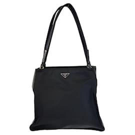 Prada-Prada Nylon Tessuto Logo Tote Bag-Black