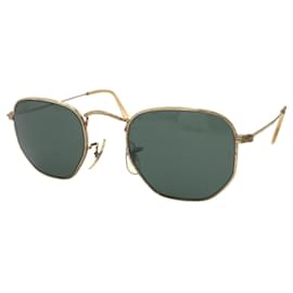 Autre Marque-Ray-Ban Vintage B&L USA Gold Green Metal Round Sunglasses-Other