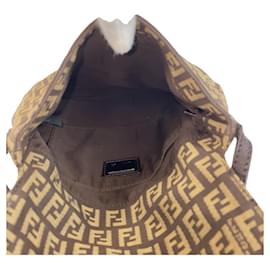 Fendi-Fendi Zucchino Canvas Crossbody Bag-Brown