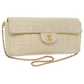 Chanel-CHANEL Choco Bar Chain Shoulder Bag Lamb Skin Gold Tone Gold CC Auth bs20107-Golden,Other