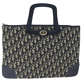 Christian Dior-Christian Dior Trotter Canvas Hand Bag Canvas Navy Auth ki5136-Navy blue