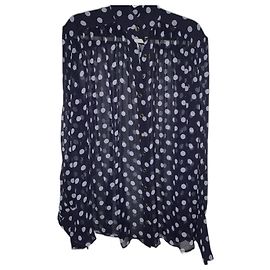 Zimmermann Silk Polka Dot Blouse Blue Blue