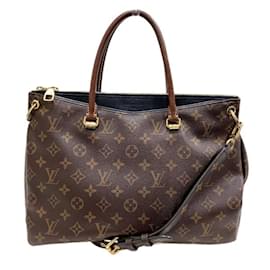 Louis Vuitton-Louis Vuitton Monogram Pallas M41064 Tote Shoulder Bag-Black