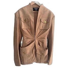 Balmain Deerskin Jacket Beige Beige
