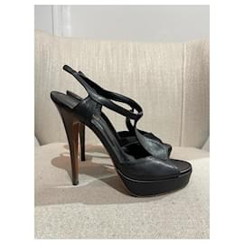 Sandales YVES SAINT LAURENT T.EU 39 Cuir Noir