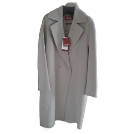 Max Mara Studio Cashmere and Linen Coat Beige Beige