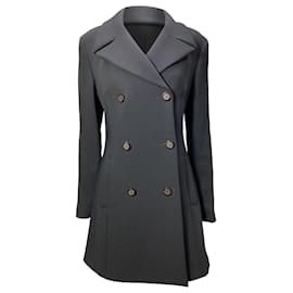 Dolce & Gabbana-Dolce & Gabbana Double Breasted Coat in Black Wool-Black