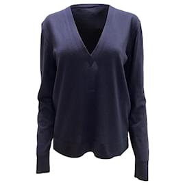 Balenciaga-Balenciaga Knits V-neck Sweater in Navy Blue Wool-Blue,Navy blue