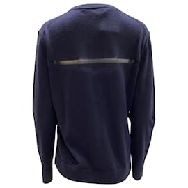 Balenciaga-Balenciaga Knits V-neck Sweater in Navy Blue Wool-Blue,Navy blue