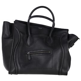 Céline Bolsa de viagem de ombro Celine em couro preto Preto