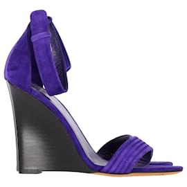 Céline-Celine Wedge Sandals in Purple Suede-Purple