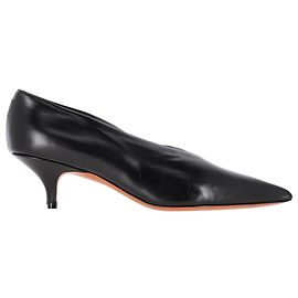 Céline Décolleté a punta V in pelle nera di Celine Nero