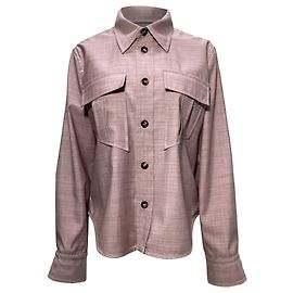 Bottega Veneta Camicia a Maniche Lunghe con Bottoni in Lana Rosa Marrone Rosa
