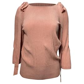 Chanel-Chanel Bow Detailed Blouse in Pink Cupro-Brown,Pink