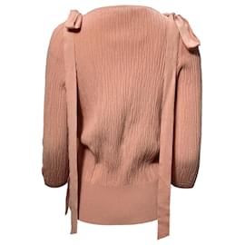 Chanel-Chanel Bow Detailed Blouse in Pink Cupro-Brown,Pink