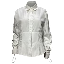Fendi-Fendi Corset Button Down Shirt in White Cotton-White,Cream