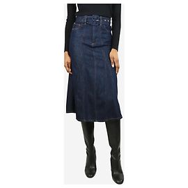 Ba&Sh Blaue Jeans-A-Linien-Midirock mit Gürtel - Größe UK 6 Blau