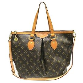 Louis Vuitton Monogram Palermo PM M40145 Tote Shoulder Bag Brown
