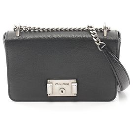 Borsa a spalla in pelle Madras Miu Miu 5BD153 Nero