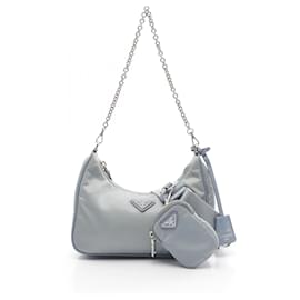 Prada-Prada Re-Edition 2005 Nylon Saffiano Leather Shoulder Bag-Blue