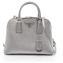 Prada-Prada Saffiano Lux Leather Handbag BL0838-Silvery