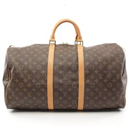 Louis Vuitton-Louis Vuitton Keepall 55 Monogram Boston Bag M41424-Brown