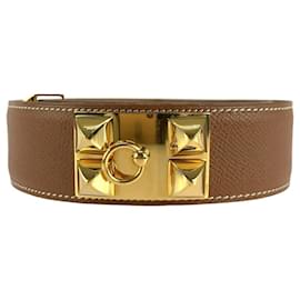 Hermès-Hermes Leather Medor Belt Brown Gold-Brown