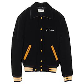Yves Saint Laurent Veste Varsity en Coton Saint Laurent Noir/Jaune Autre