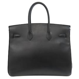 Hermès-Hermes Birkin 35 Handbag in Black Ardennes Leather-Black