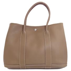 Hermès-Sac tote Hermes Garden PM Etoupe-Taupe