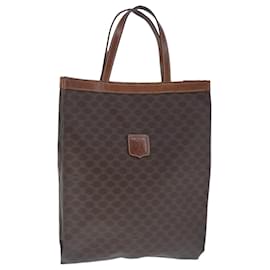 Céline-CELINE Macadam Canvas Hand Bag PVC Leather Brown Auth 102356-Brown