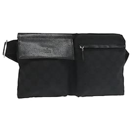 Gucci-GUCCI GG Canvas Waist bag Black Silver 28566 Auth ep6648-Black,Silvery