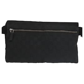 Gucci-GUCCI GG Canvas Waist bag Black Silver 28566 Auth ep6648-Black,Silvery